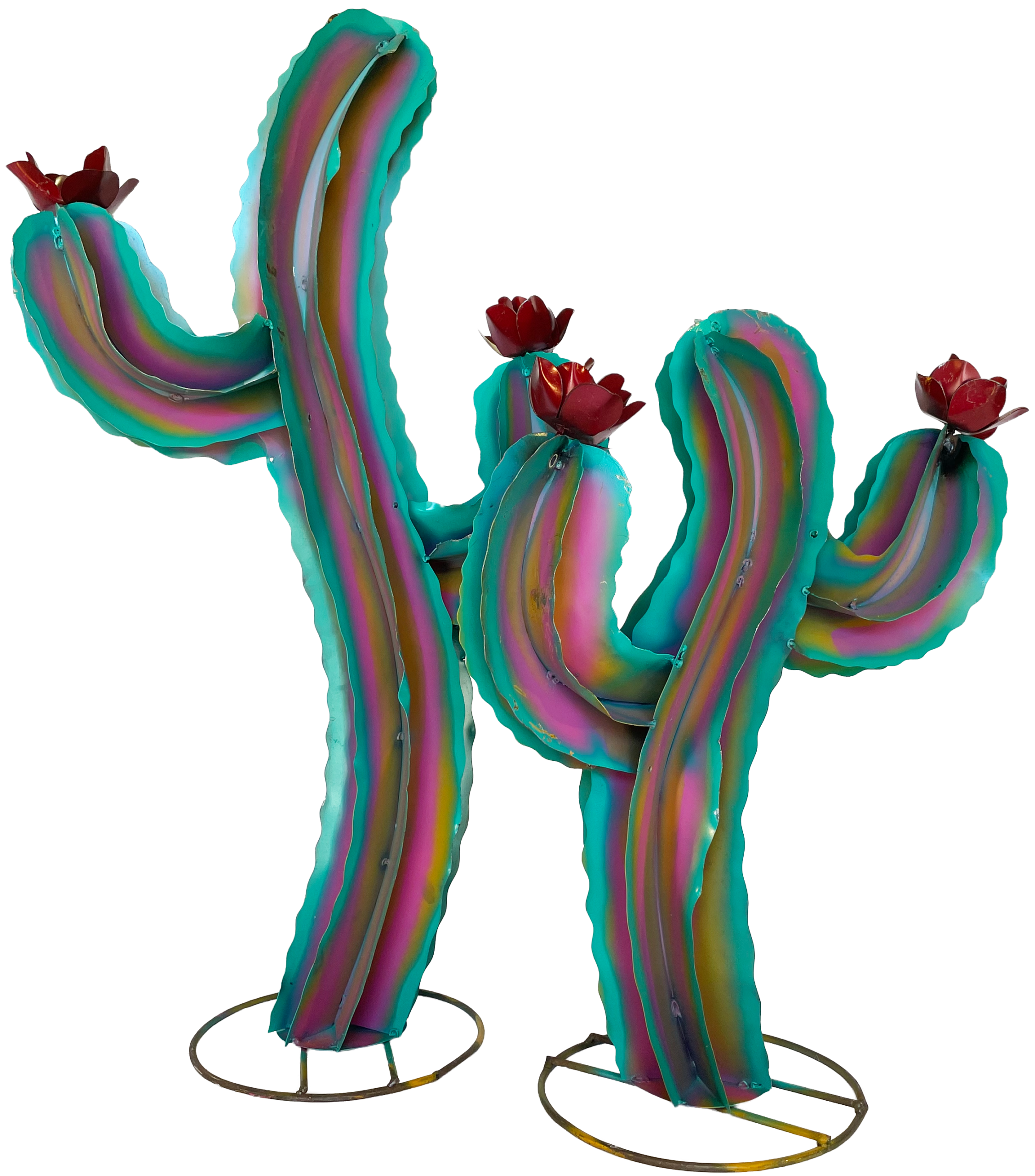 Dancing cactus metal yard decor