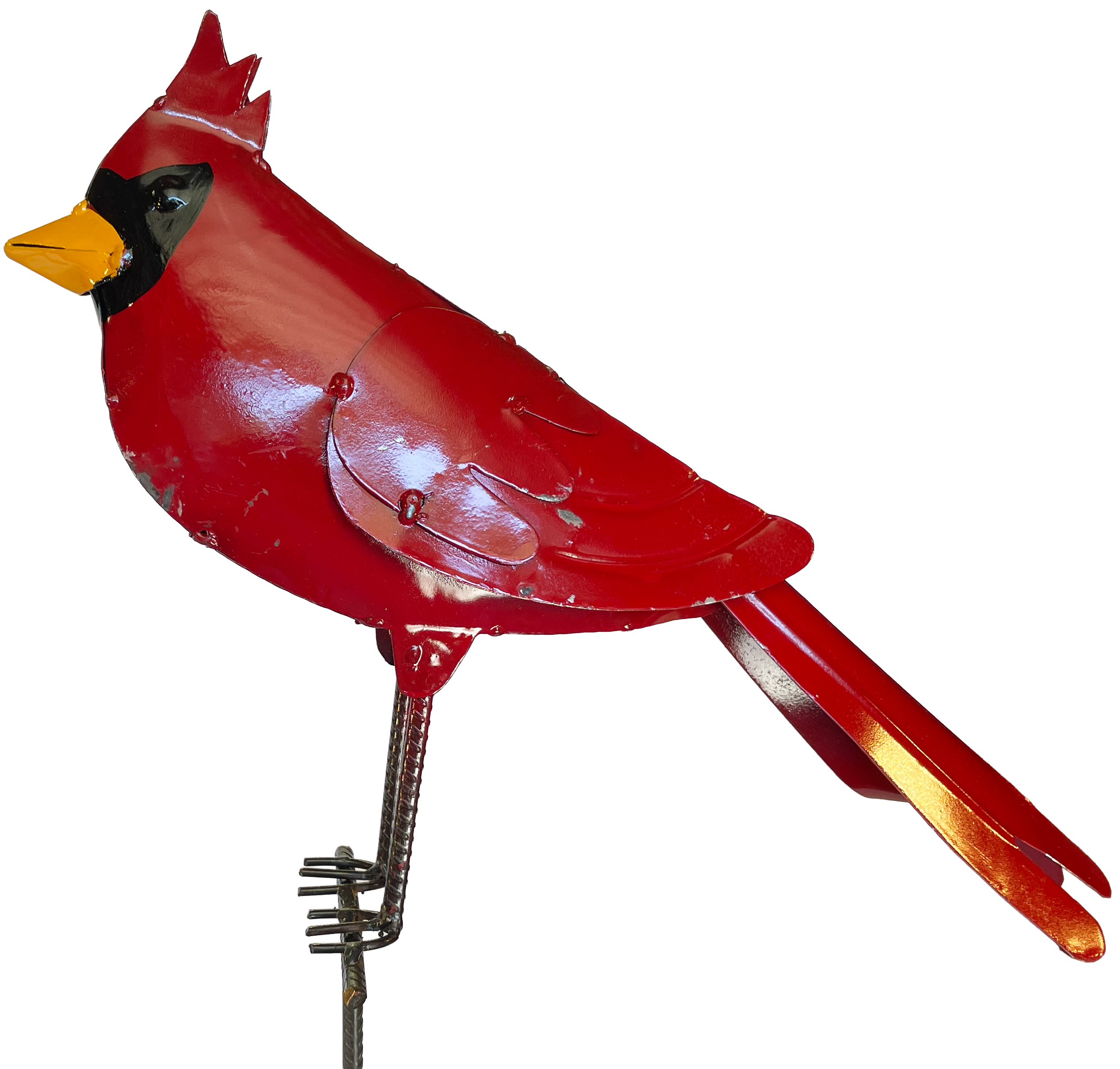 Cardinal stake metal yard decor
