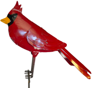 Cardinal stake metal yard decor