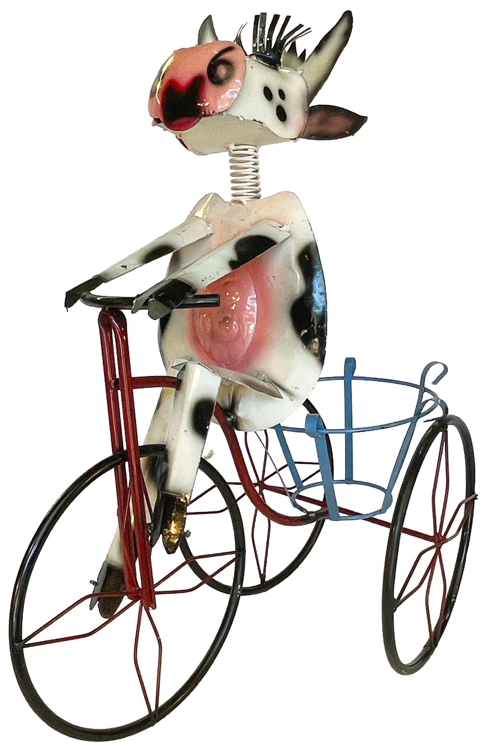 Cow on Tricycle metal yard decor