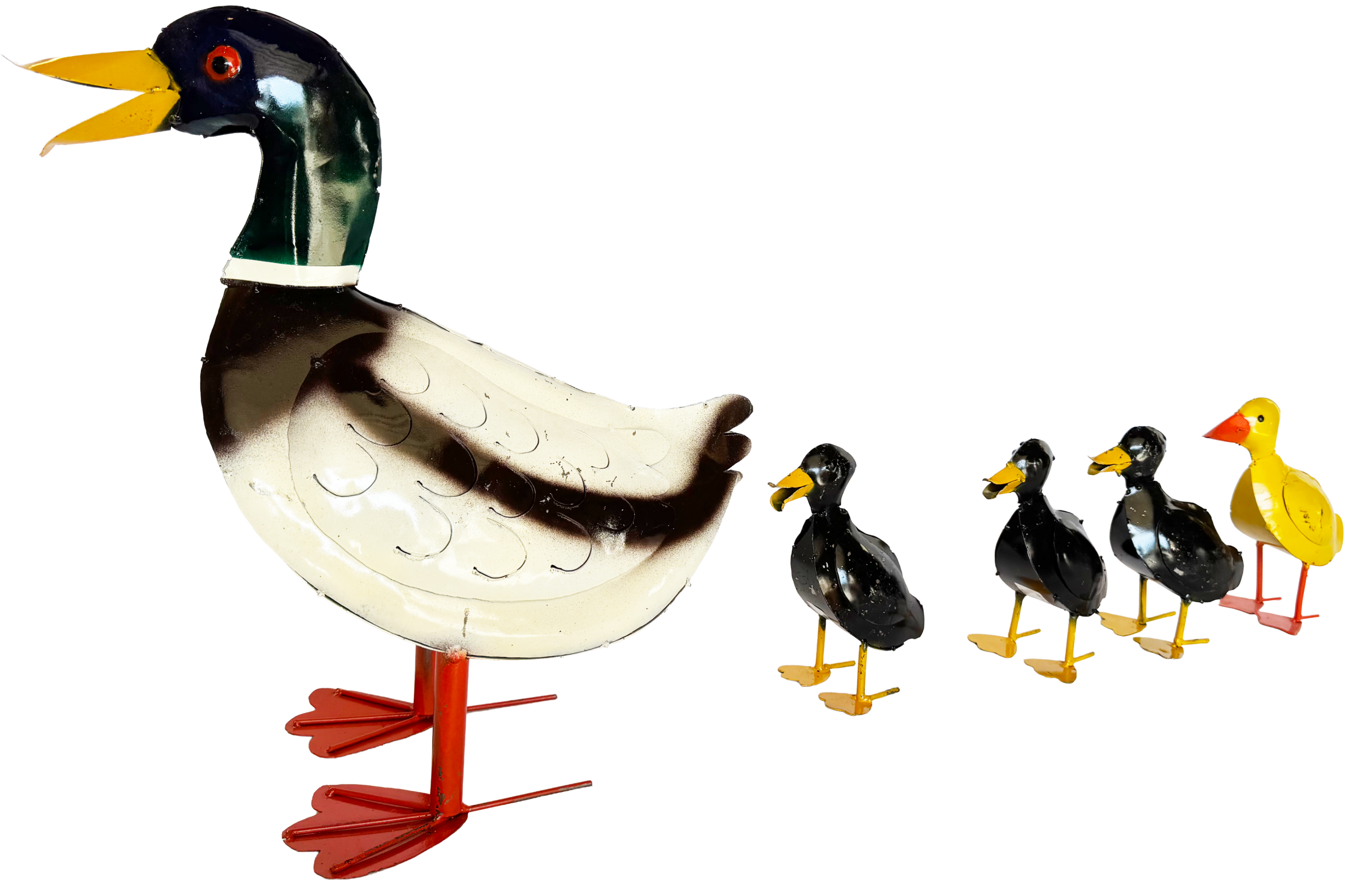 Duck with 4 Babies metal yard decor