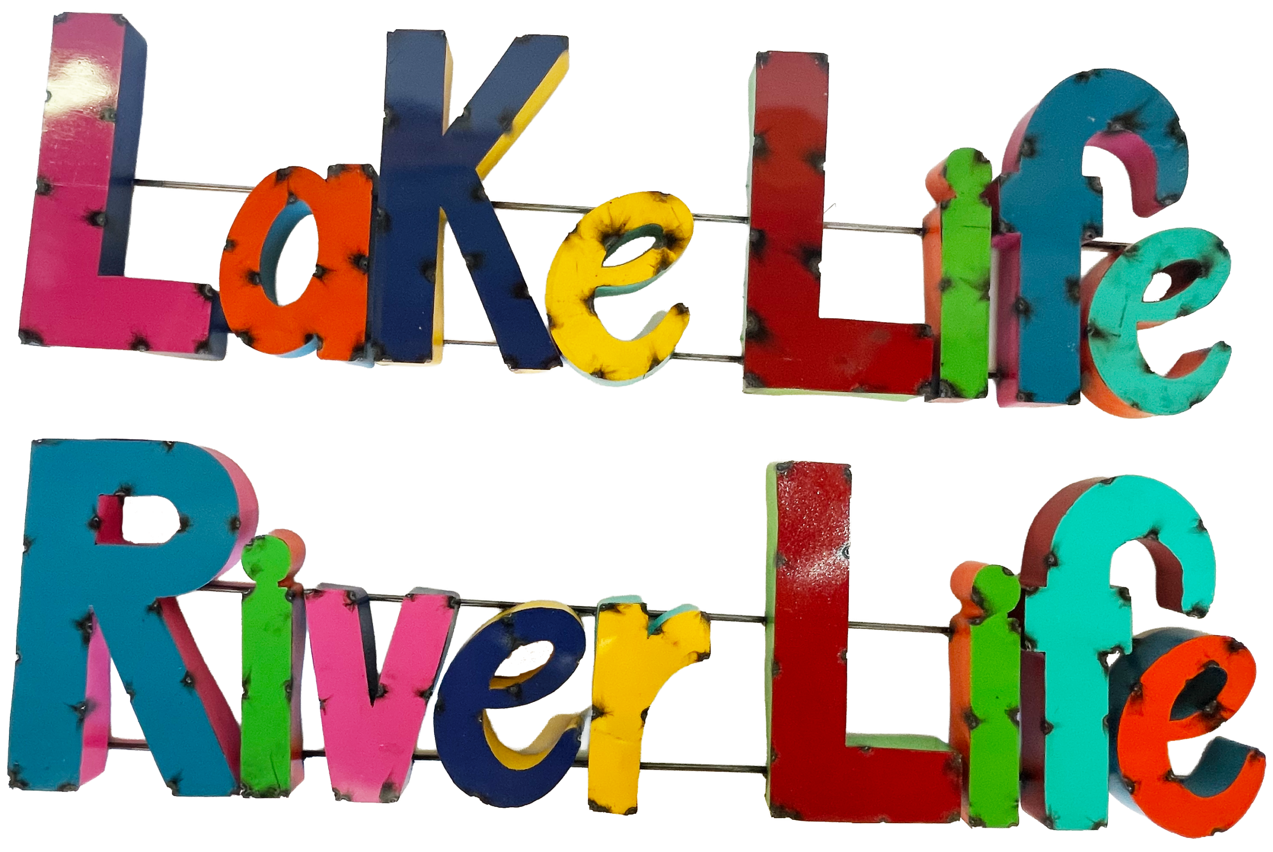 Lake Life and River Life Signs metal yard decor