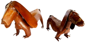 Weiner dog metal yard decor